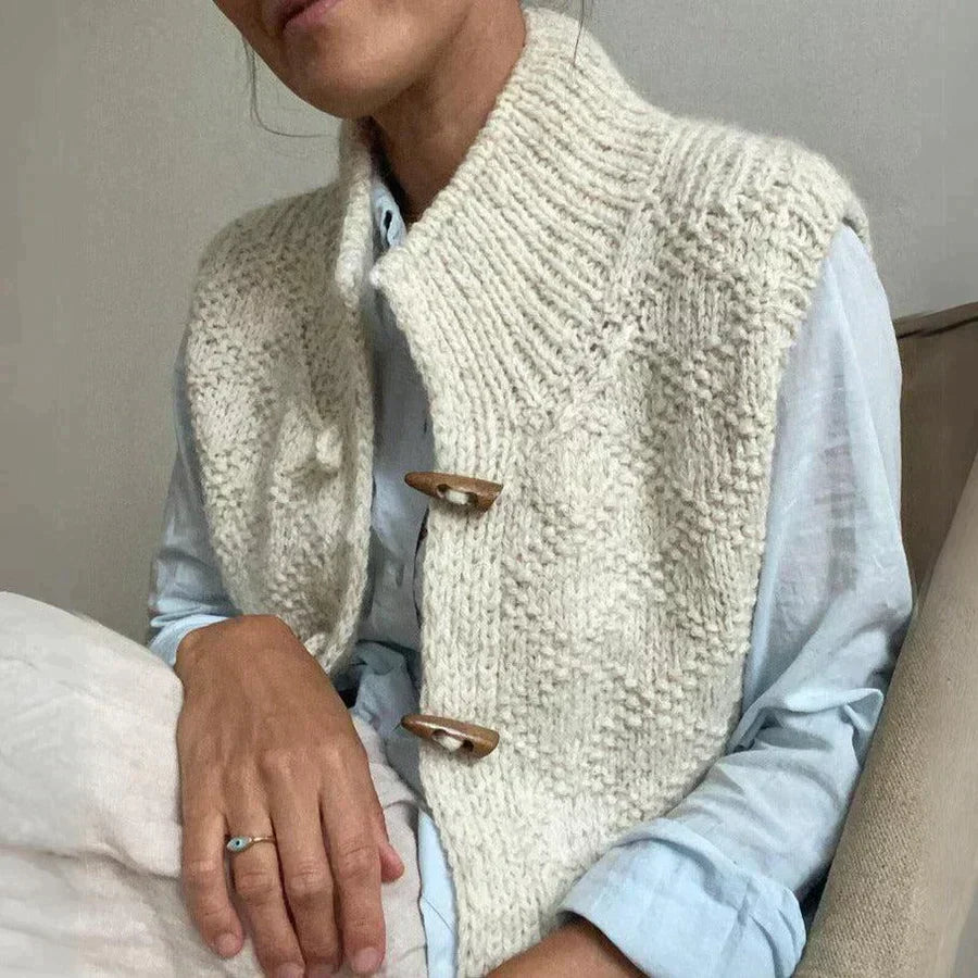 Gilet Tricoté Col Montant Pour Femme | Sans Manches