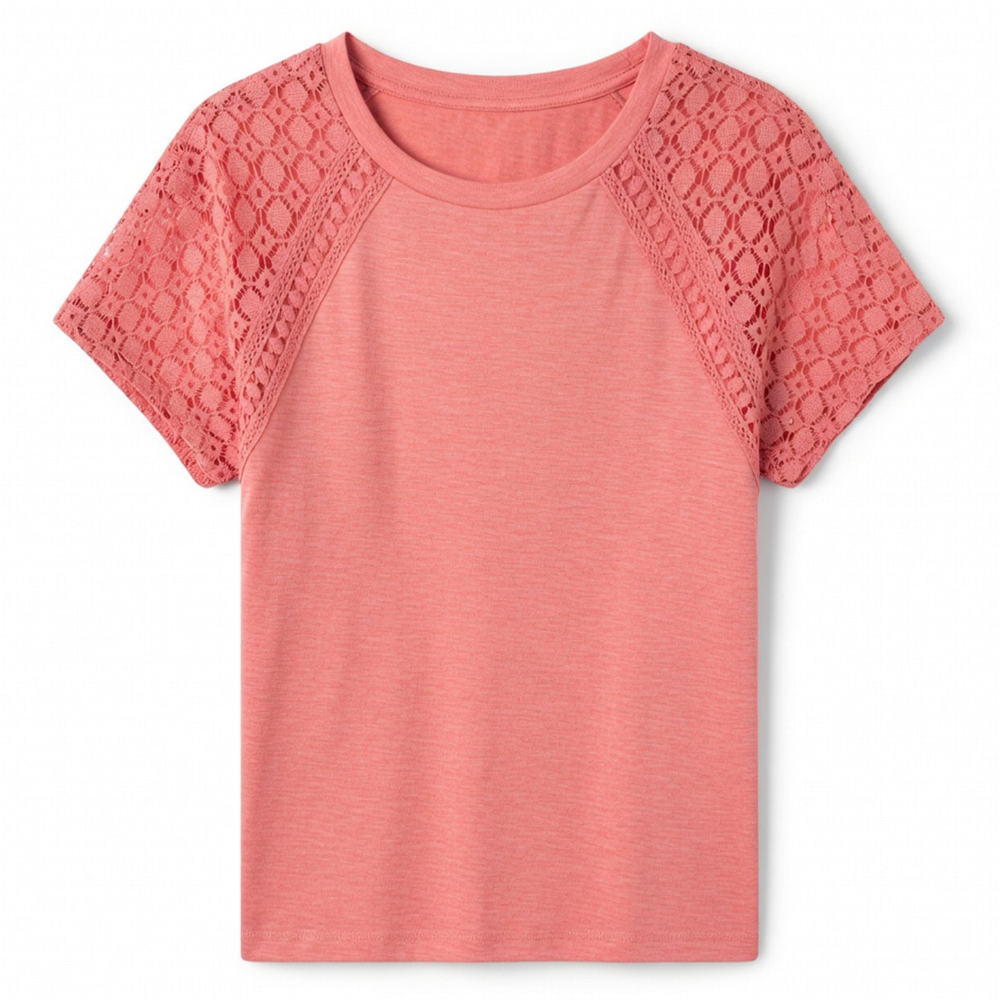 T-shirt femme coton manches dentelle printemps été haut décontracté femme