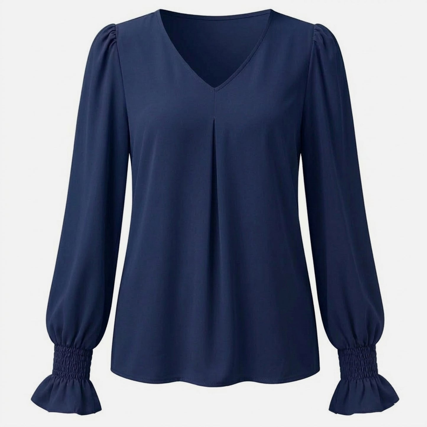 Chemisier femme chiffon manches longues été blouse femme col V ample