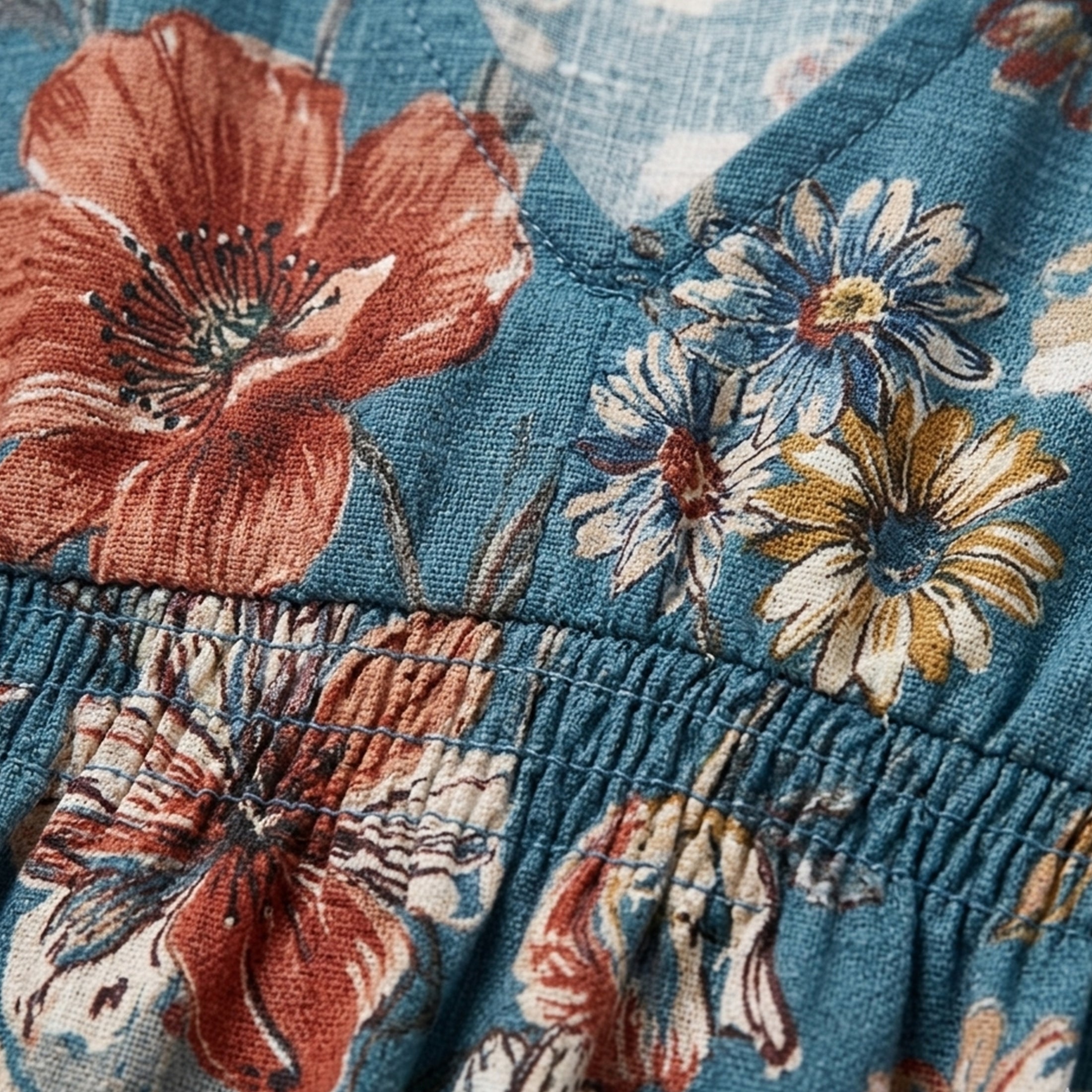 Robe portefeuille femme en coton imprimé floral col V manches courtes printemps