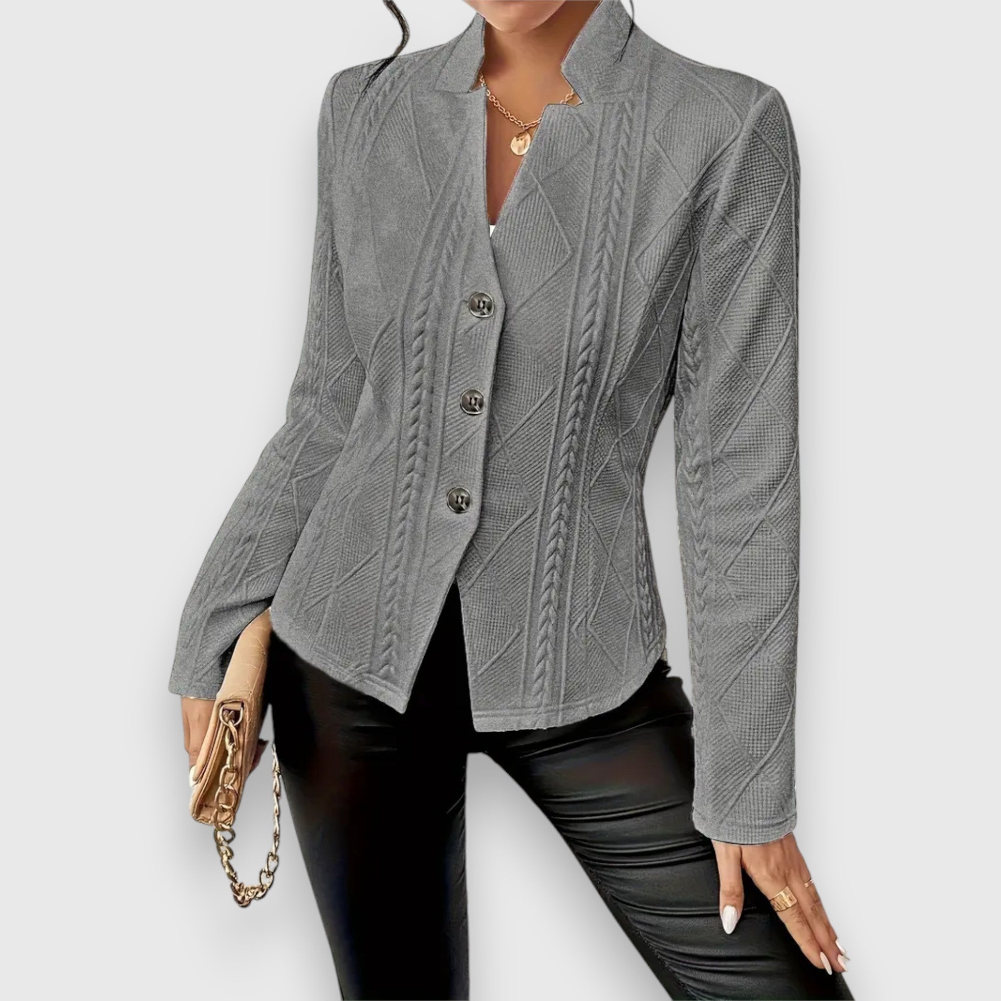Blazer En Tricot À Manches Longues Pour Femme | Boutonné