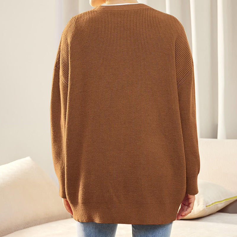 Cardigan Côtelé À Col En V Pour Femme | Grande Taille