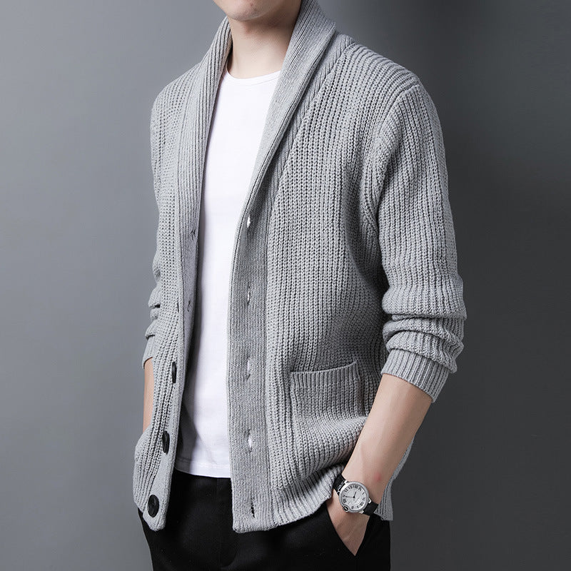 Cardigan À Manches Longues En Tricot Pour Homme | Boutonné