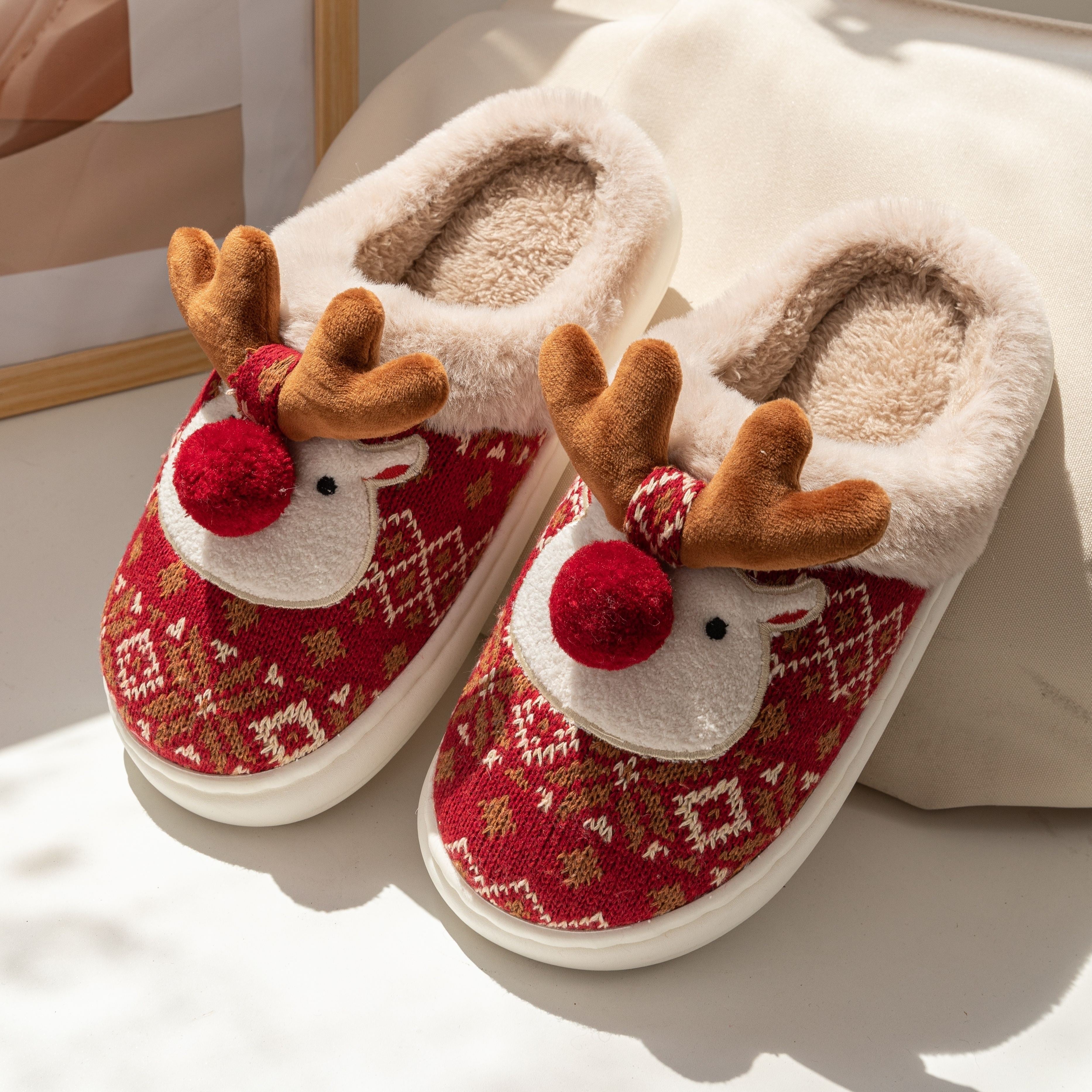 Chaussons De Noël En Peluche Pour Femme | Hiver