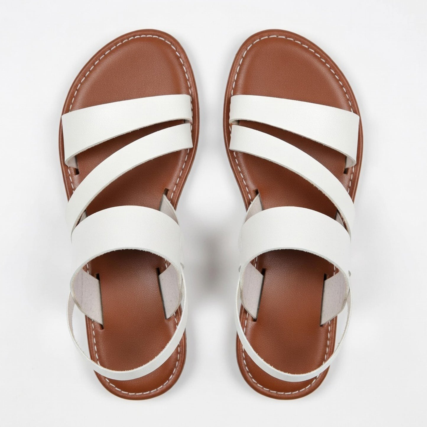 Sandales femme cuir plates été style décontracté extérieur