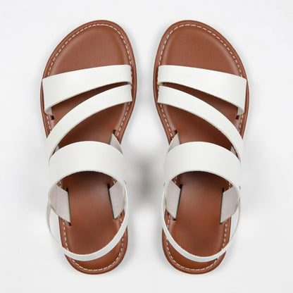 Sandales femme cuir plates été style décontracté extérieur