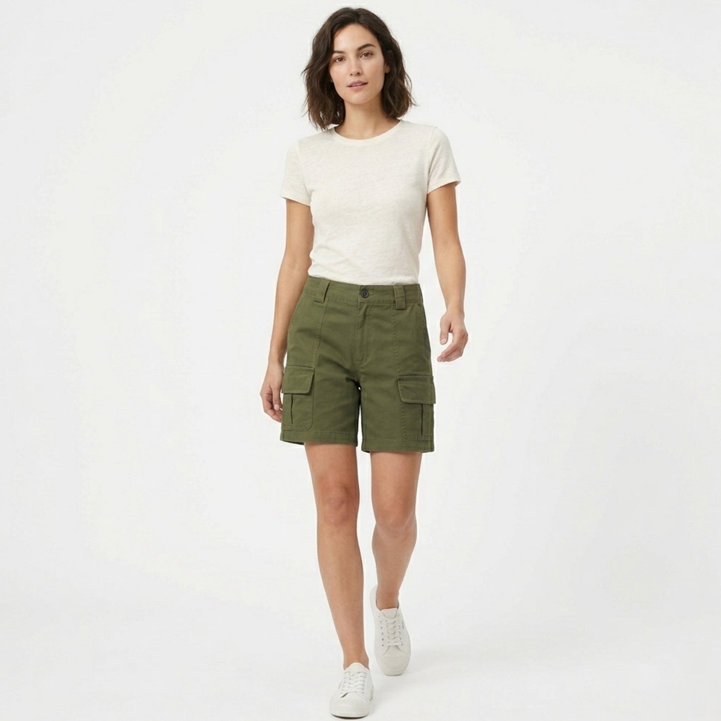 Short cargo femme coton taille haute été short décontracté femme cargo