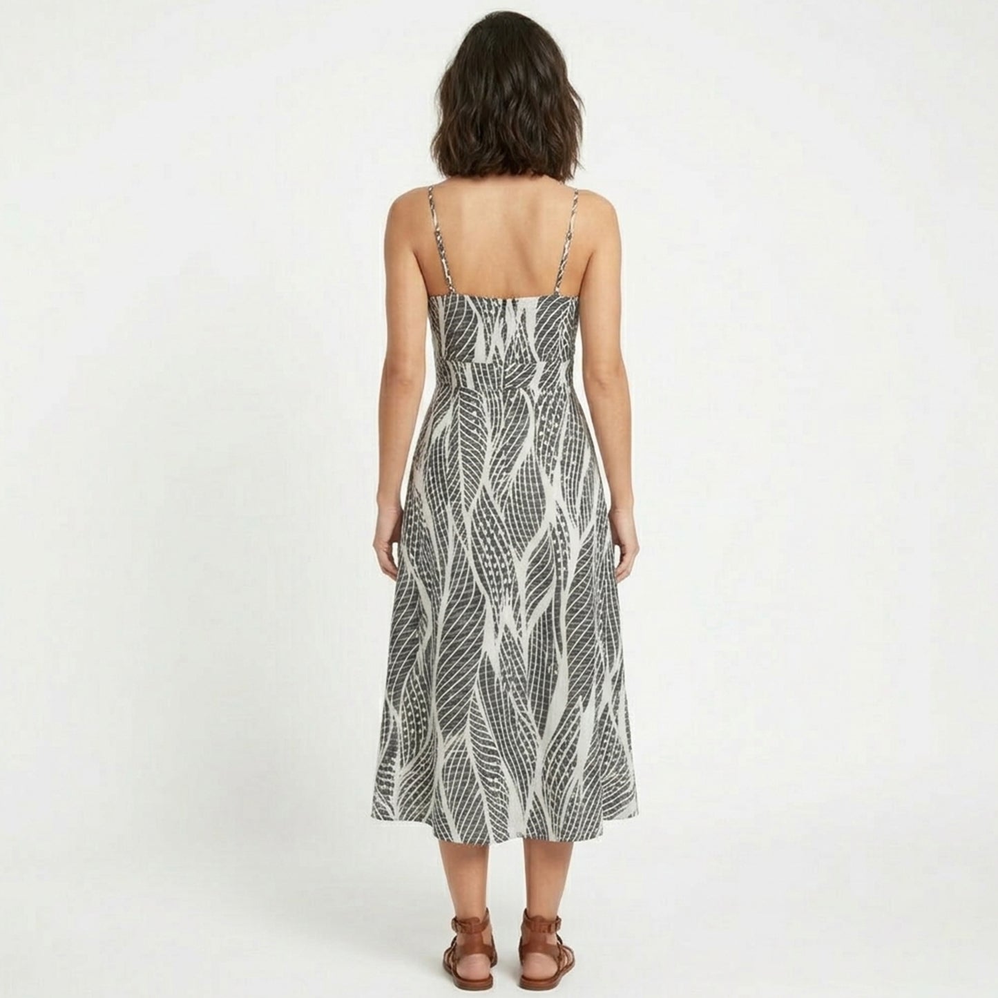 Robe longue femme en coton col V été robe de plage vacances