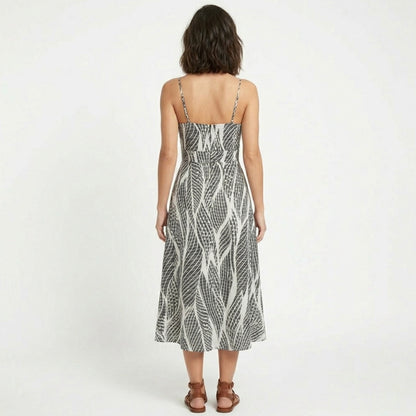 Robe longue femme en coton col V été robe de plage vacances