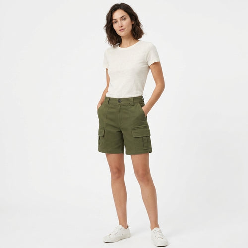 Short cargo femme coton taille haute été short décontracté femme cargo
