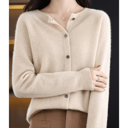 Cardigan En Cachemire À Boutons Et Manches Longues Pour Femme | Col Rond