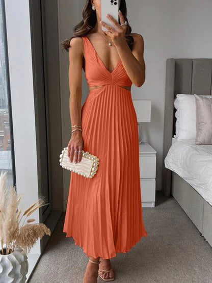 Noor | Robe Élégante Sans Manches À Col En V Pour Femme | Midi