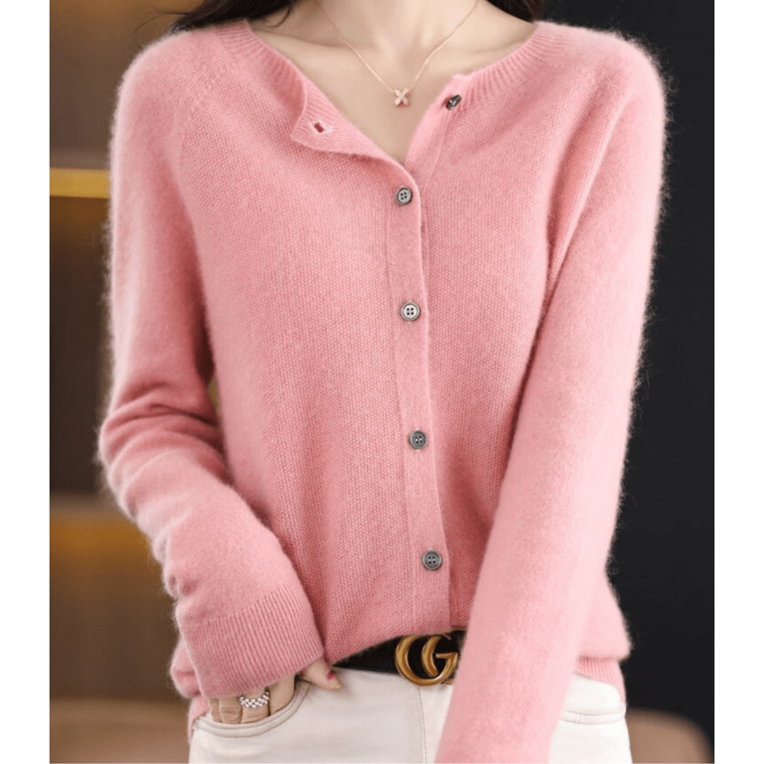 Cardigan En Cachemire À Boutons Et Manches Longues Pour Femme | Col Rond