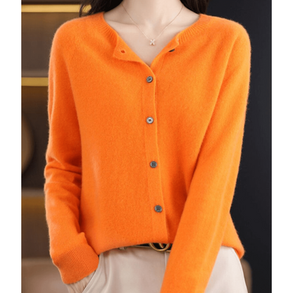 Cardigan En Cachemire À Boutons Et Manches Longues Pour Femme | Col Rond