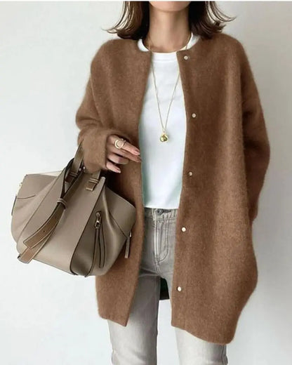 Cardigan Tricoté Sans Col Décontracté Pour Femmes | Hiver