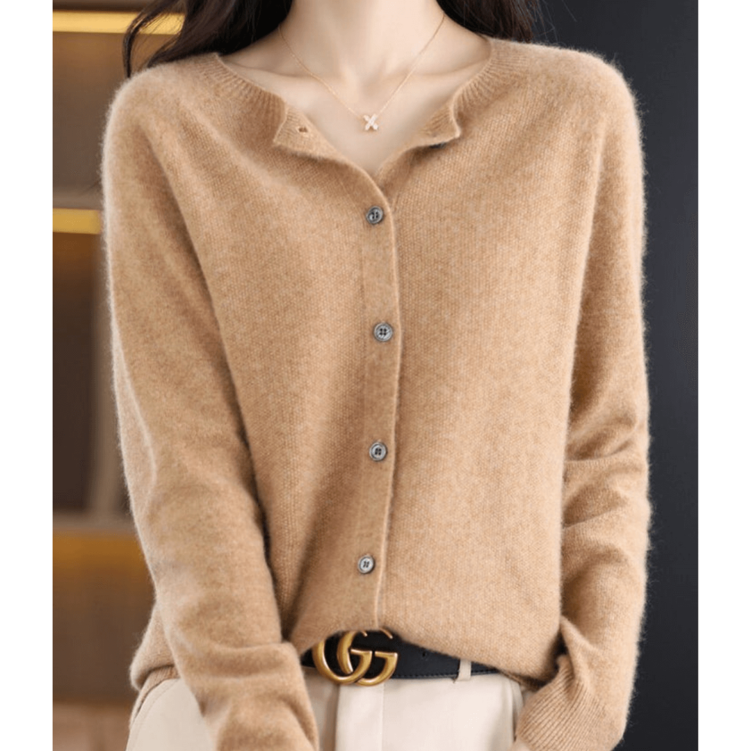 Cardigan En Cachemire Col Rond Pour Femme | Boutonné Devant