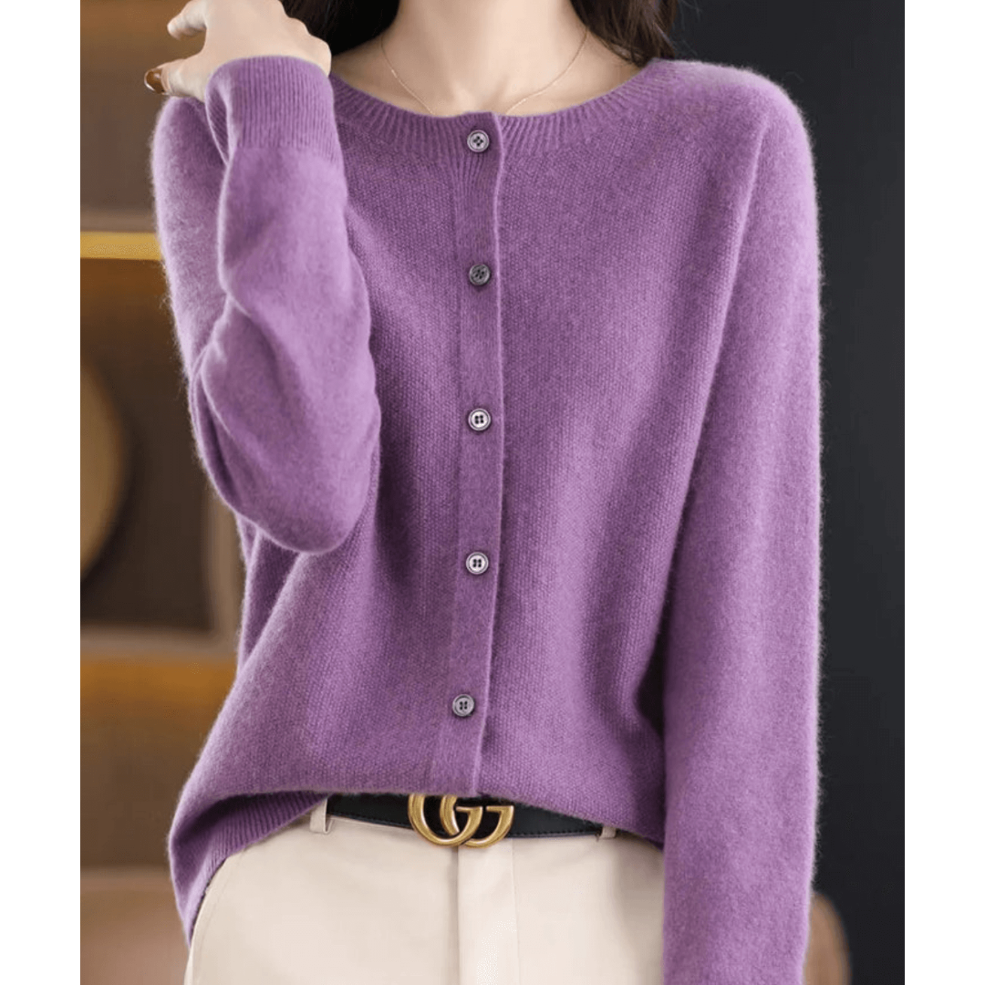 Cardigan En Cachemire Col Rond Pour Femme | Boutonné Devant