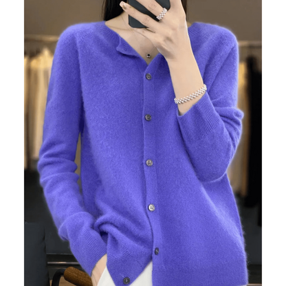Cardigan En Cachemire À Boutons Et Manches Longues Pour Femme | Col Rond