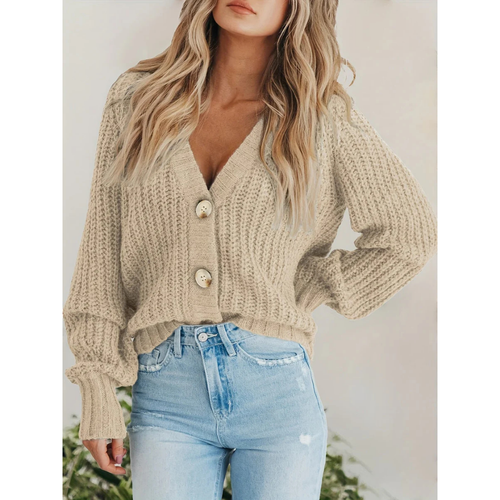 Cardigan D'hiver À Manches Longues Pour Femme | Col En V