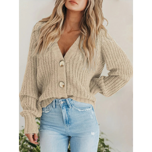 Cardigan D'hiver À Manches Longues Pour Femme | Col En V