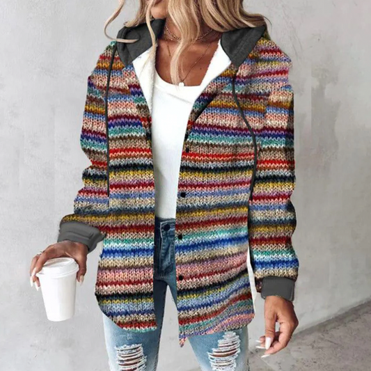 Cardigan Boutonné Multicolore Pour Femme | Hiver