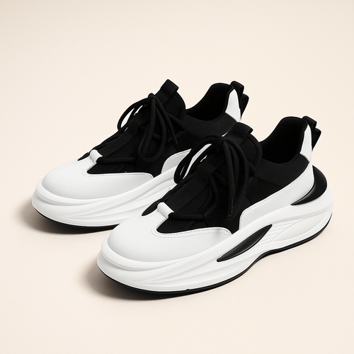 Baskets Tendance Noires Et Blanches Pour Homme | Semelle Épaisse