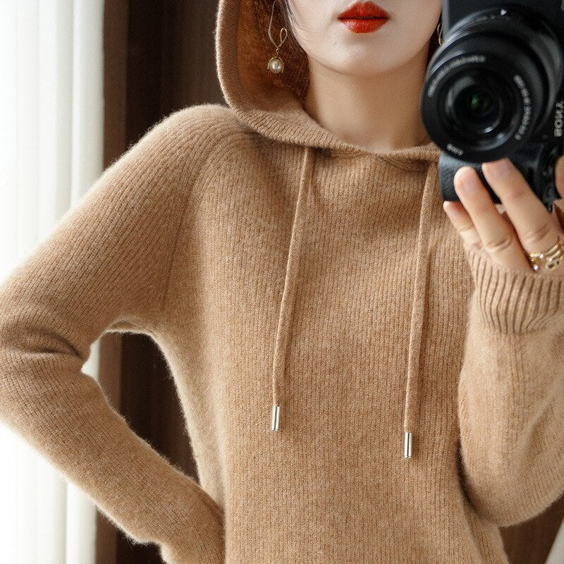 Sweat À Capuche En Cachemire Pour Femme | Manches Longues