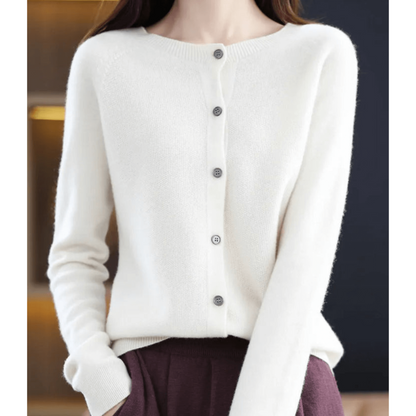 Cardigan En Cachemire Col Rond Pour Femme | Boutonné Devant