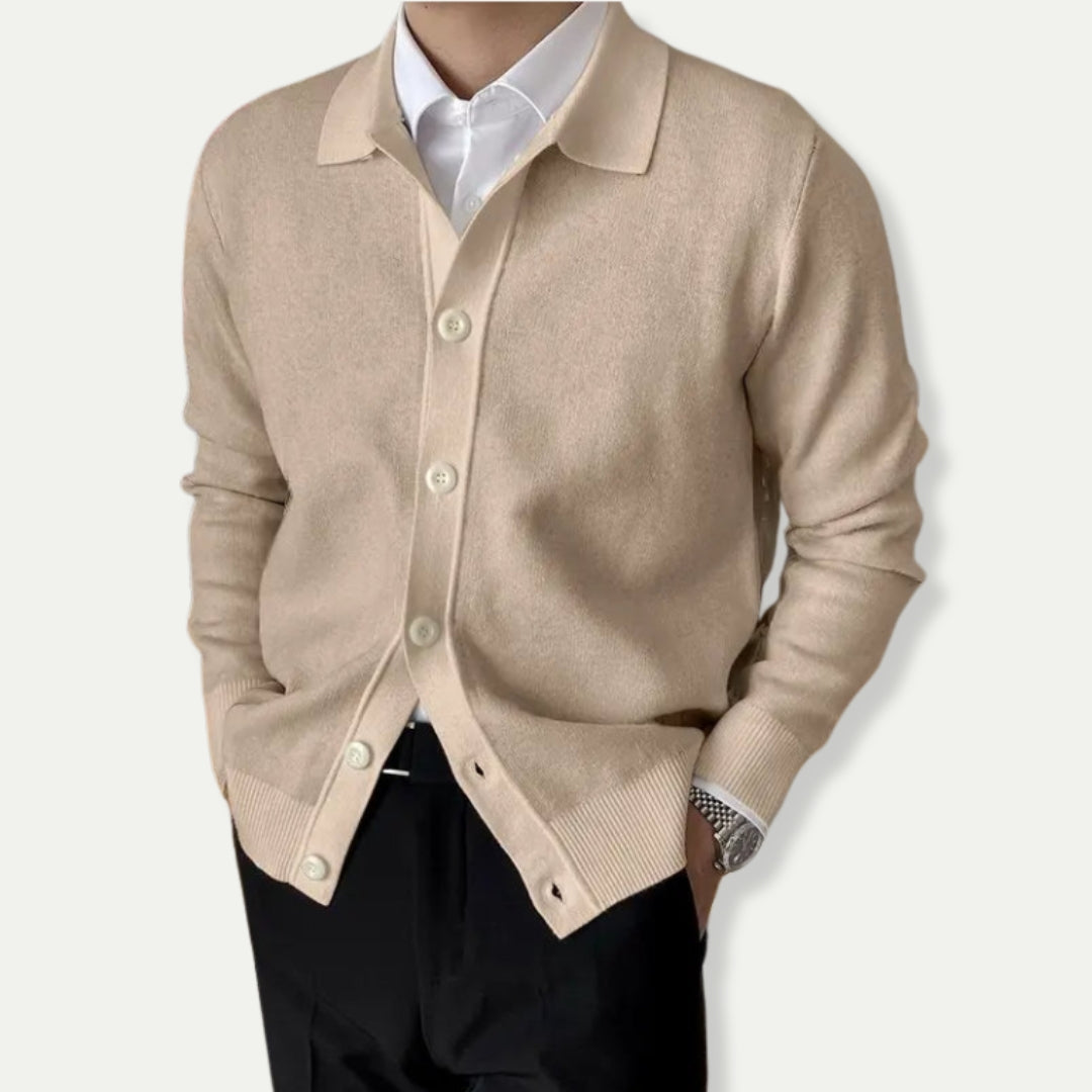 Cardigan Classique En Maille Avec Col Pour Homme | Boutonné