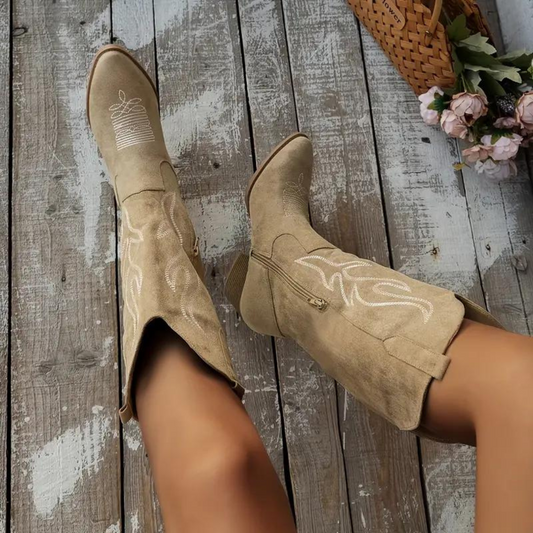 Bottes À Talons Épais Pour Femme | Fermeture Éclair Latérale