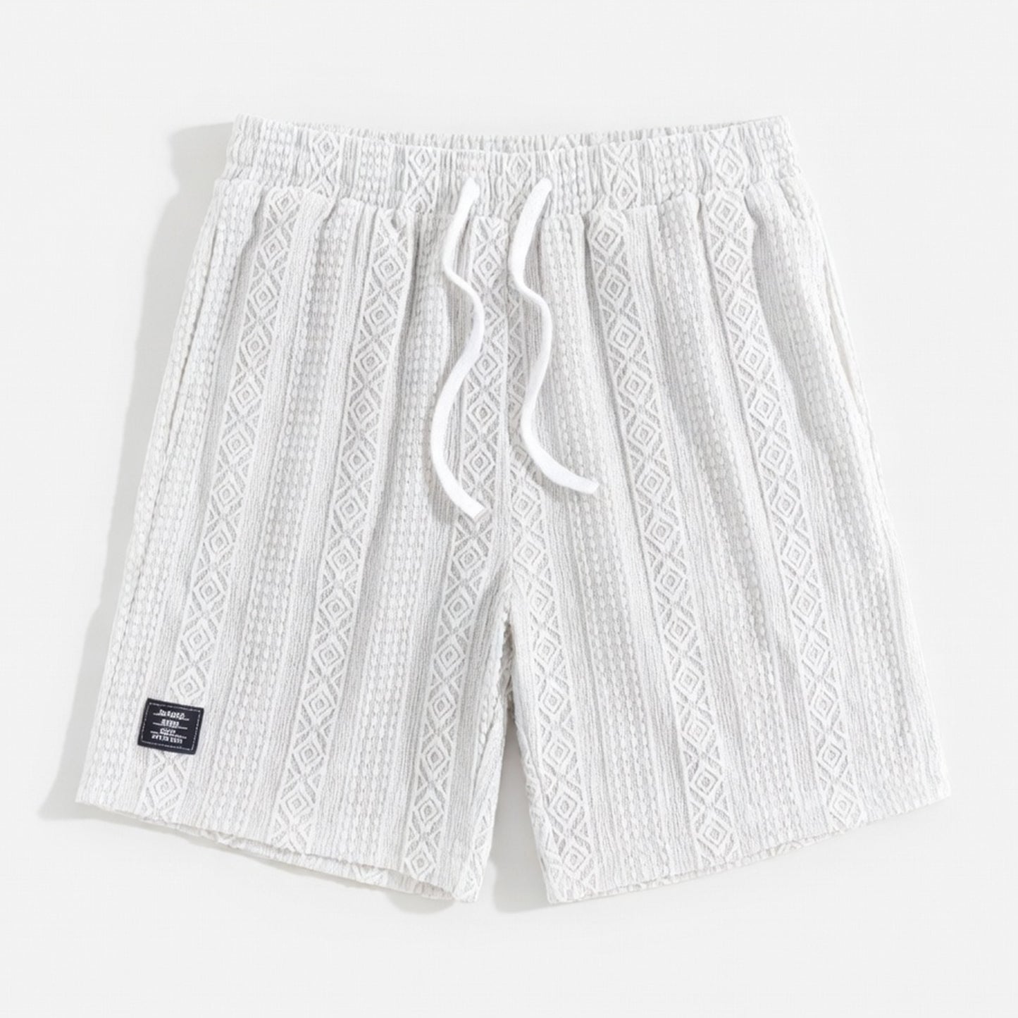 Short homme coton été short maille casual cordon ajustable géométrique