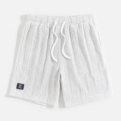 Short homme coton été short maille casual cordon ajustable géométrique