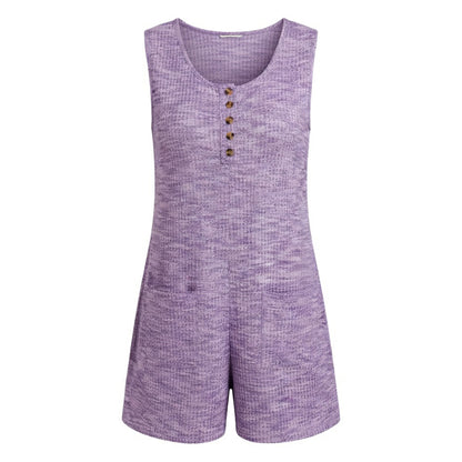 Combinaison femme coton été combinaison décontractée sans manches femme