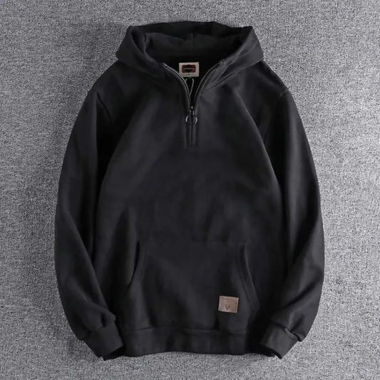 Sweat À Capuche D'hiver Pour Homme Avec Poche | Demi-zip