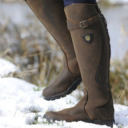 Bottes D'hiver En Cuir Style Cowboy Pour Femme | Boucle Décorative