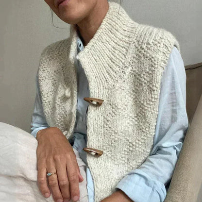 Gilet Tricoté Col Montant Pour Femme | Sans Manches