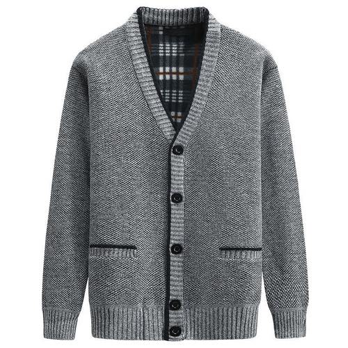 Cardigan Boutonné Décontracté À Col En V Pour Homme | Manches Longues