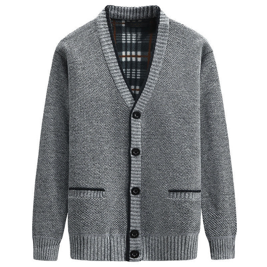 Cardigan Boutonné Décontracté À Col En V Pour Homme | Manches Longues