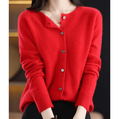 Cardigan En Cachemire À Boutons Et Manches Longues Pour Femme | Col Rond