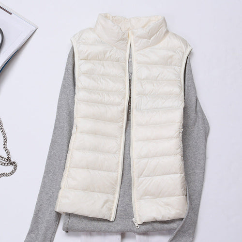 Gilet D'hiver Matelassé Avec Fermeture Éclair Pour Femme | Sans Manches