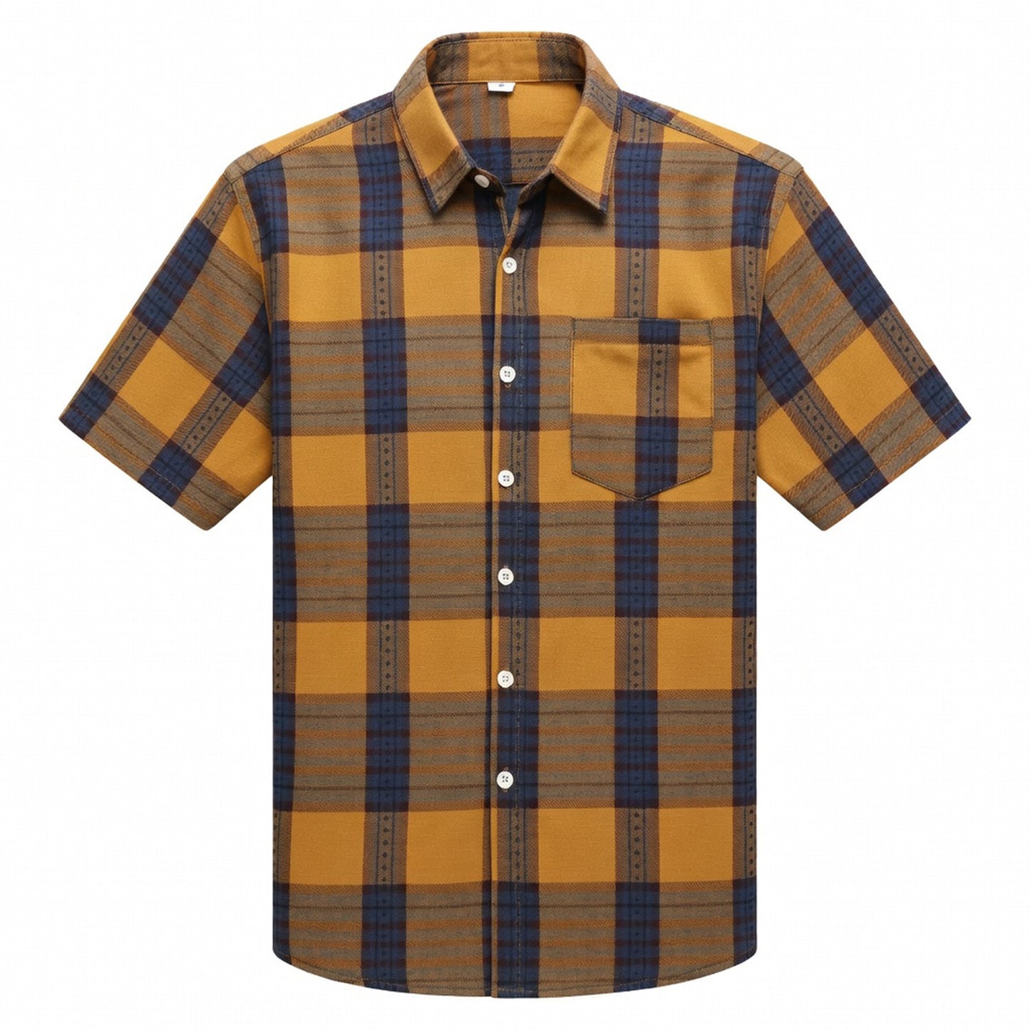 Chemise homme coton col rabattu à carreaux décontractée