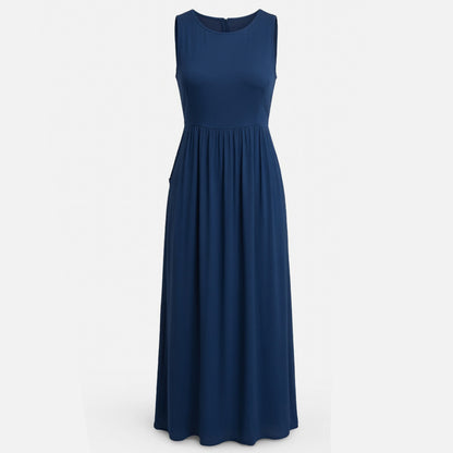 Robe femme coton été robe longue sans manches style vacances