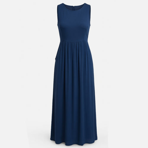 Robe femme coton été robe longue sans manches style vacances
