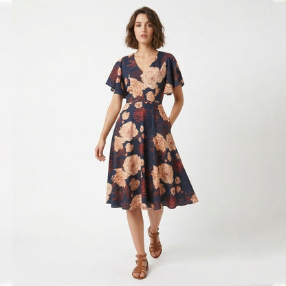 Robe longue femme coton été robe maxi imprimée élégante