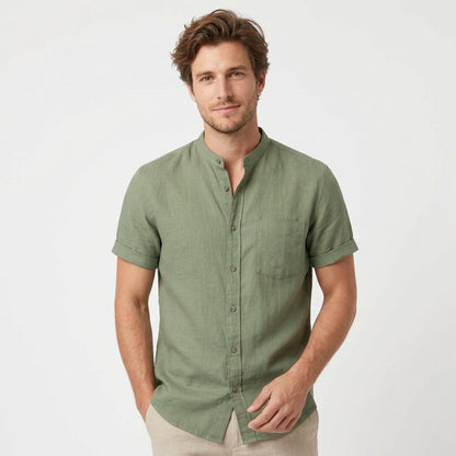 Chemise homme coton été manches courtes chemise plage casual élégante