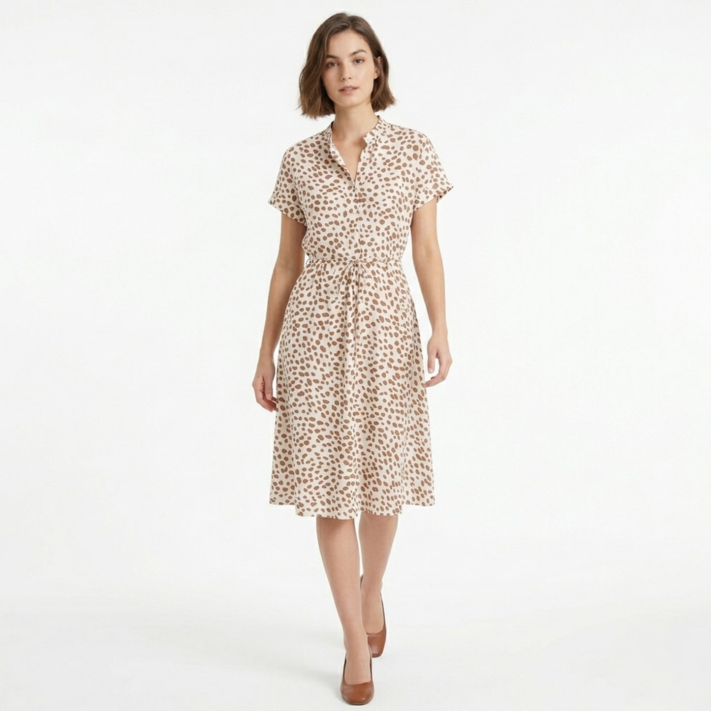 Robe chemise femme coton élégante bouton décoratif printemps-été