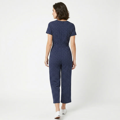 Combinaison femme coton à pois élégante printemps