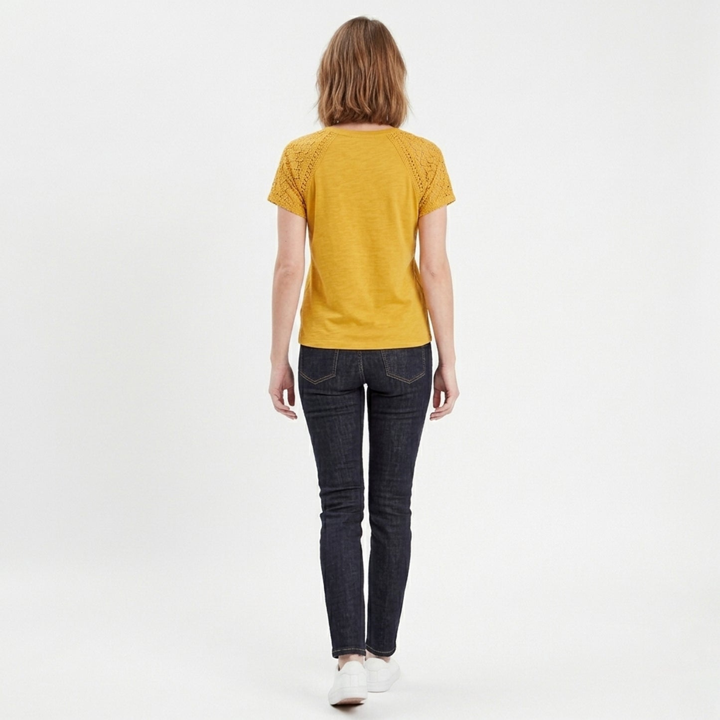 T-shirt femme coton manches dentelle printemps été haut décontracté femme
