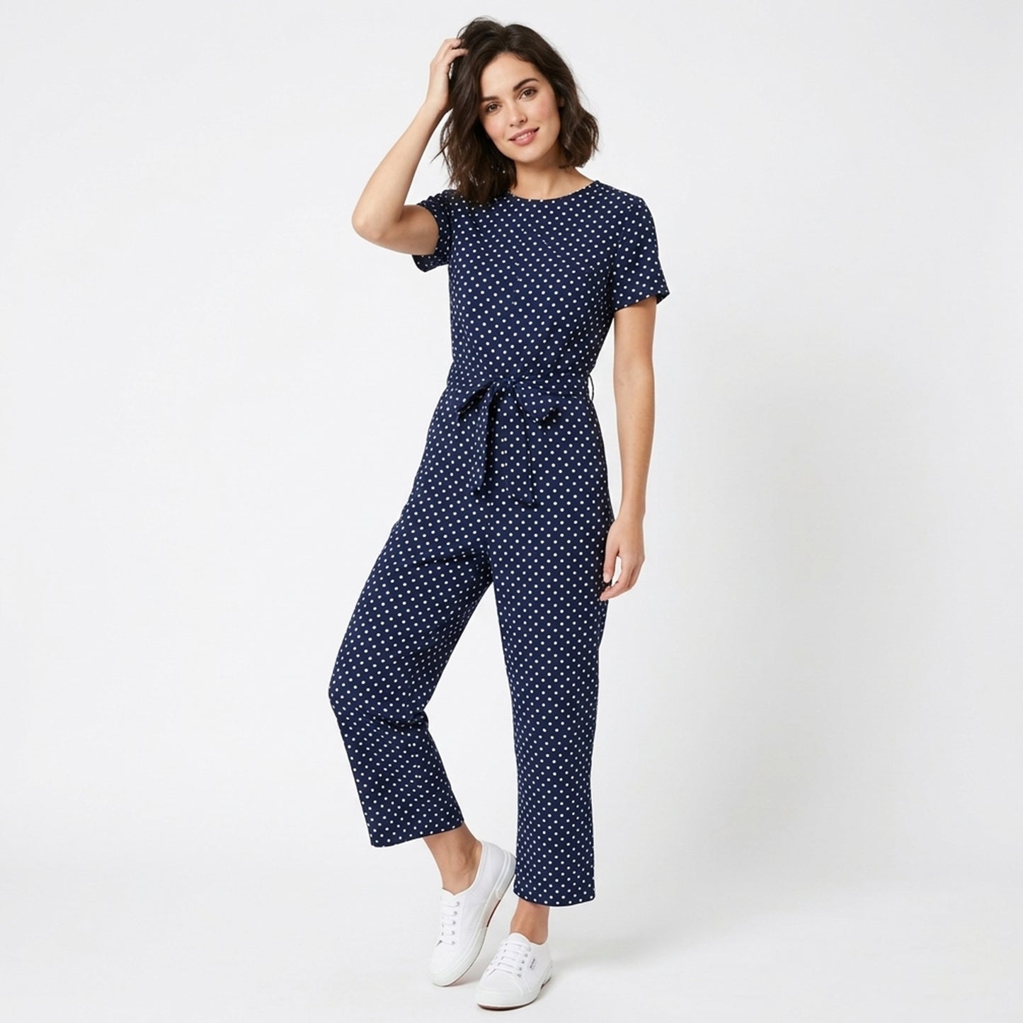 Combinaison femme coton à pois élégante printemps