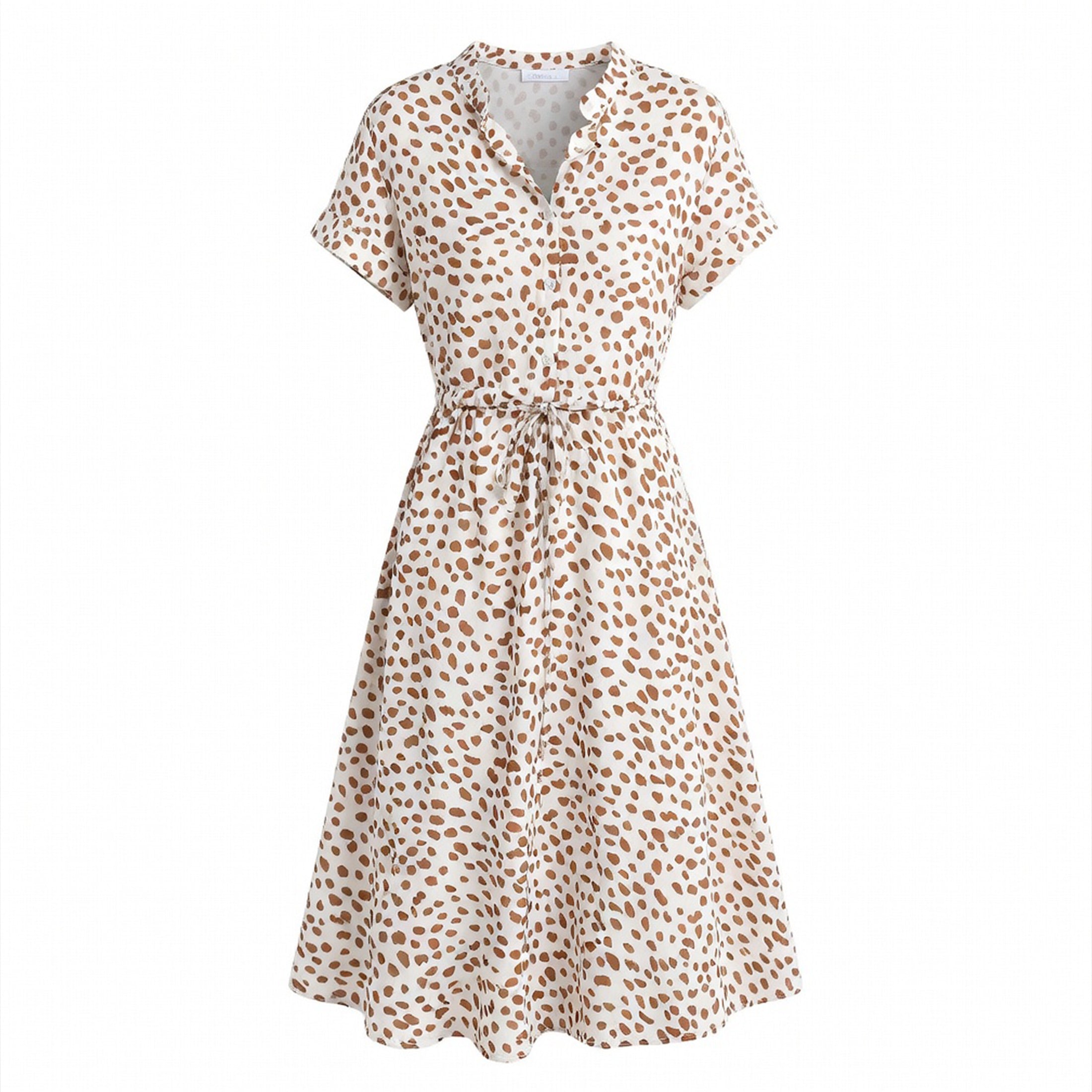 Robe chemise femme coton élégante bouton décoratif printemps-été